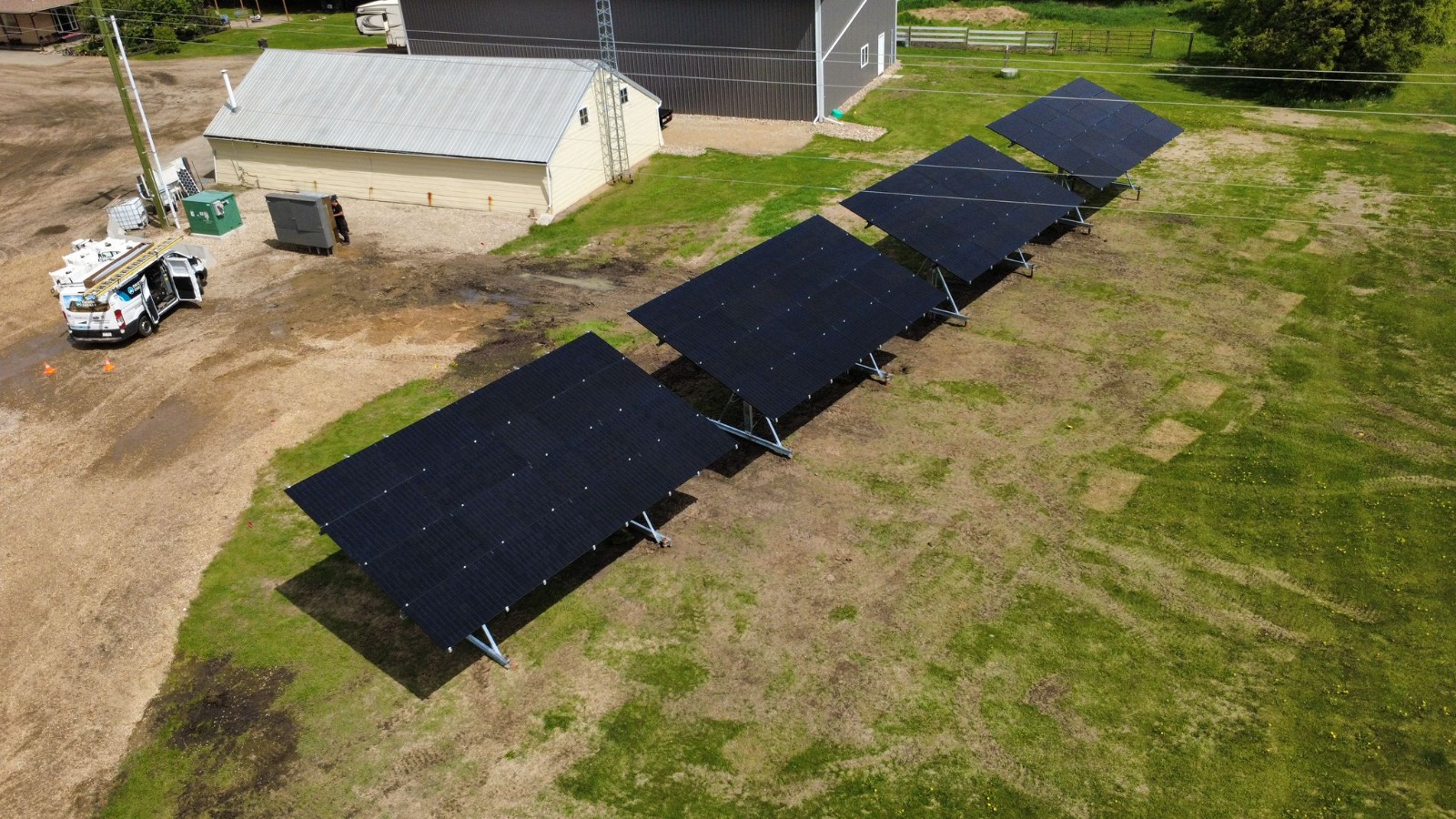Completed commercial ground-mount solar and battery storage installation in Alberta