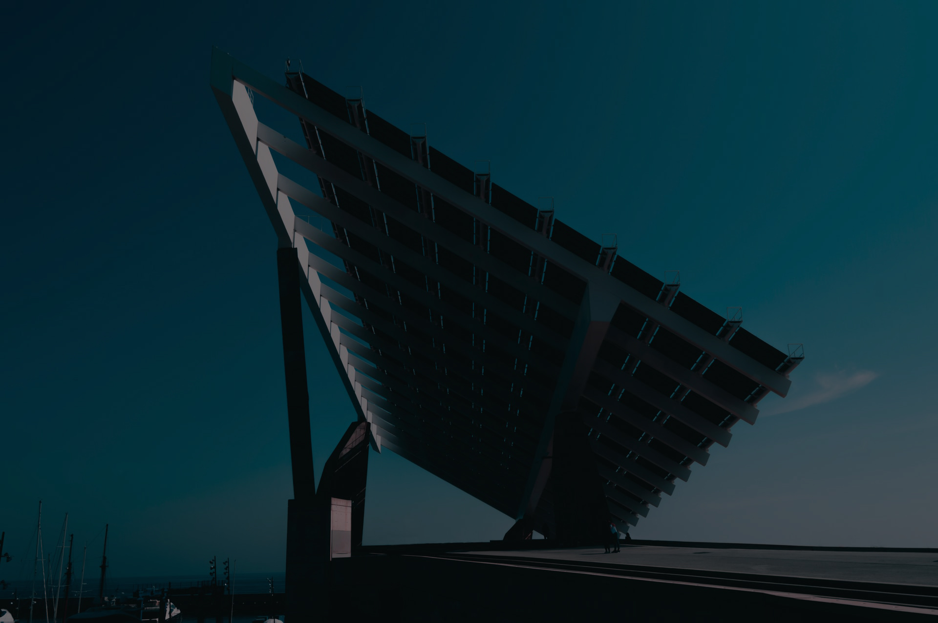 Solar carport structure over a commercial parking area in Alberta